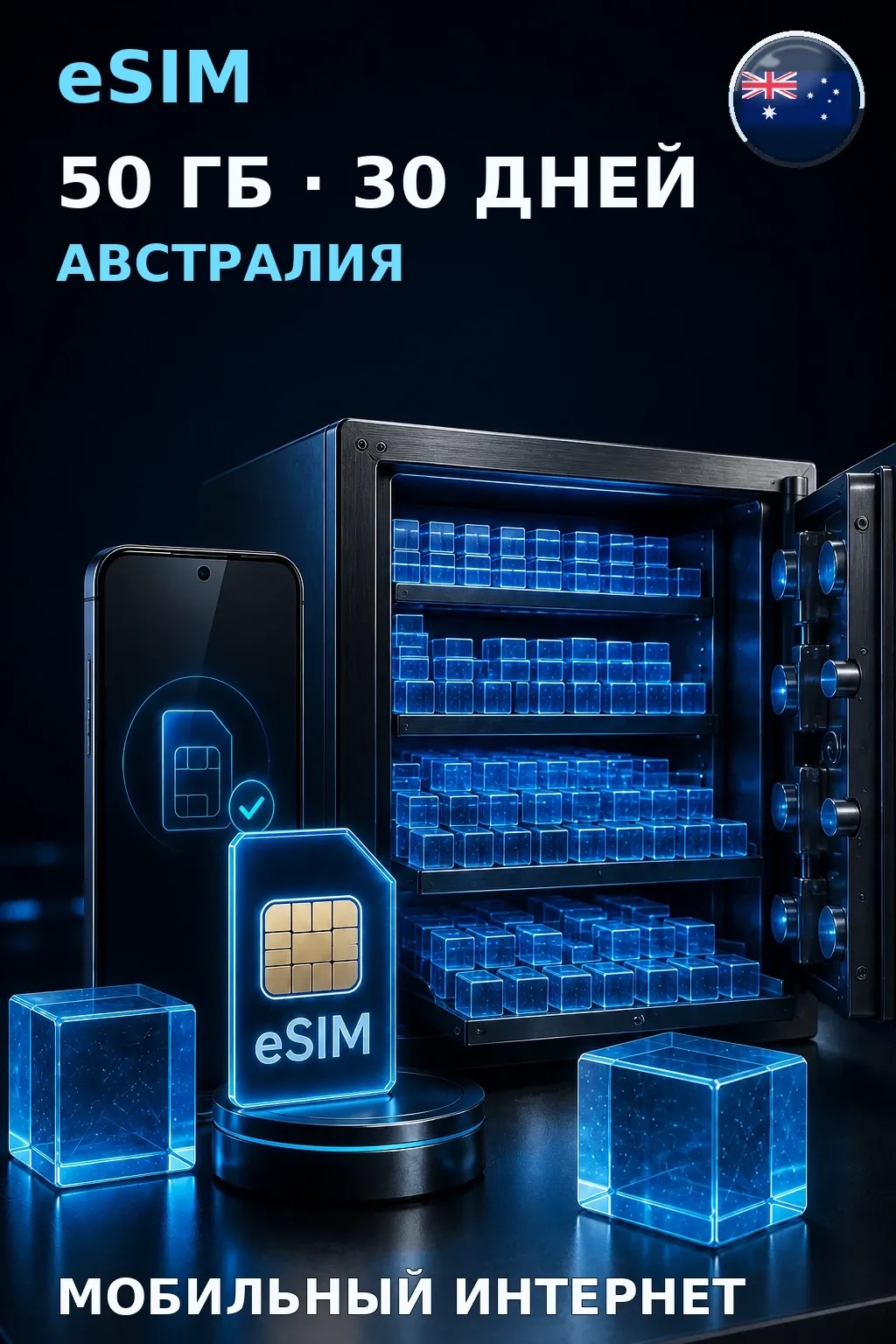 eSIM Австралия — 50 ГБ, 30 дней — интернет
