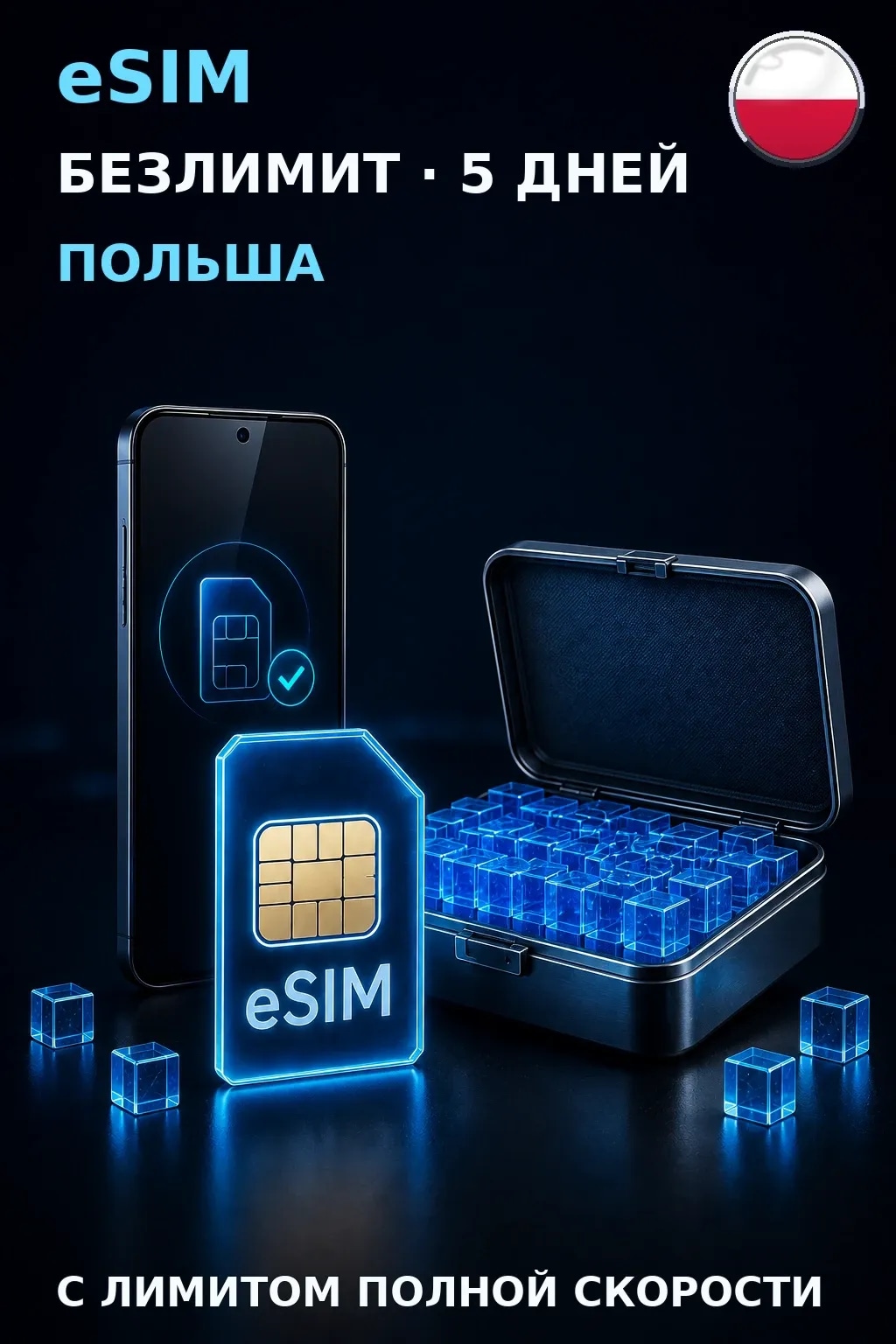 eSIM Польша — БЕЗЛИМИТ, 5 дней — интернет