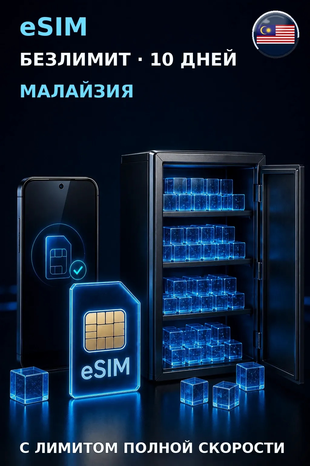 eSIM Малайзия — БЕЗЛИМИТ, 10 дней — интернет