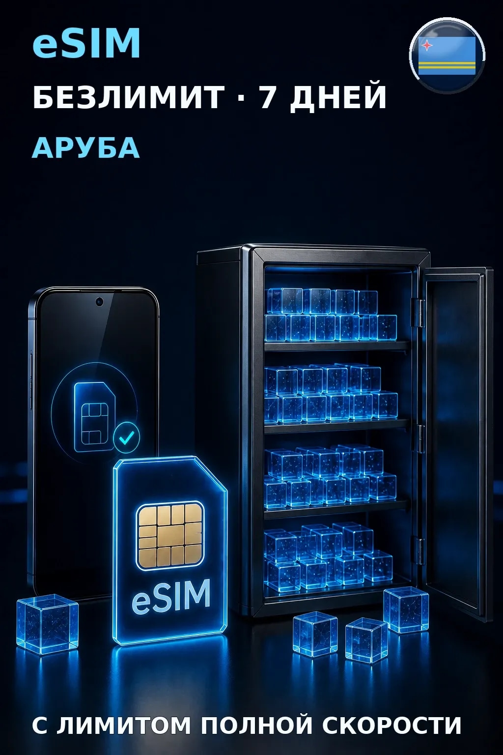 eSIM Аруба — БЕЗЛИМИТ, 7 дней — интернет