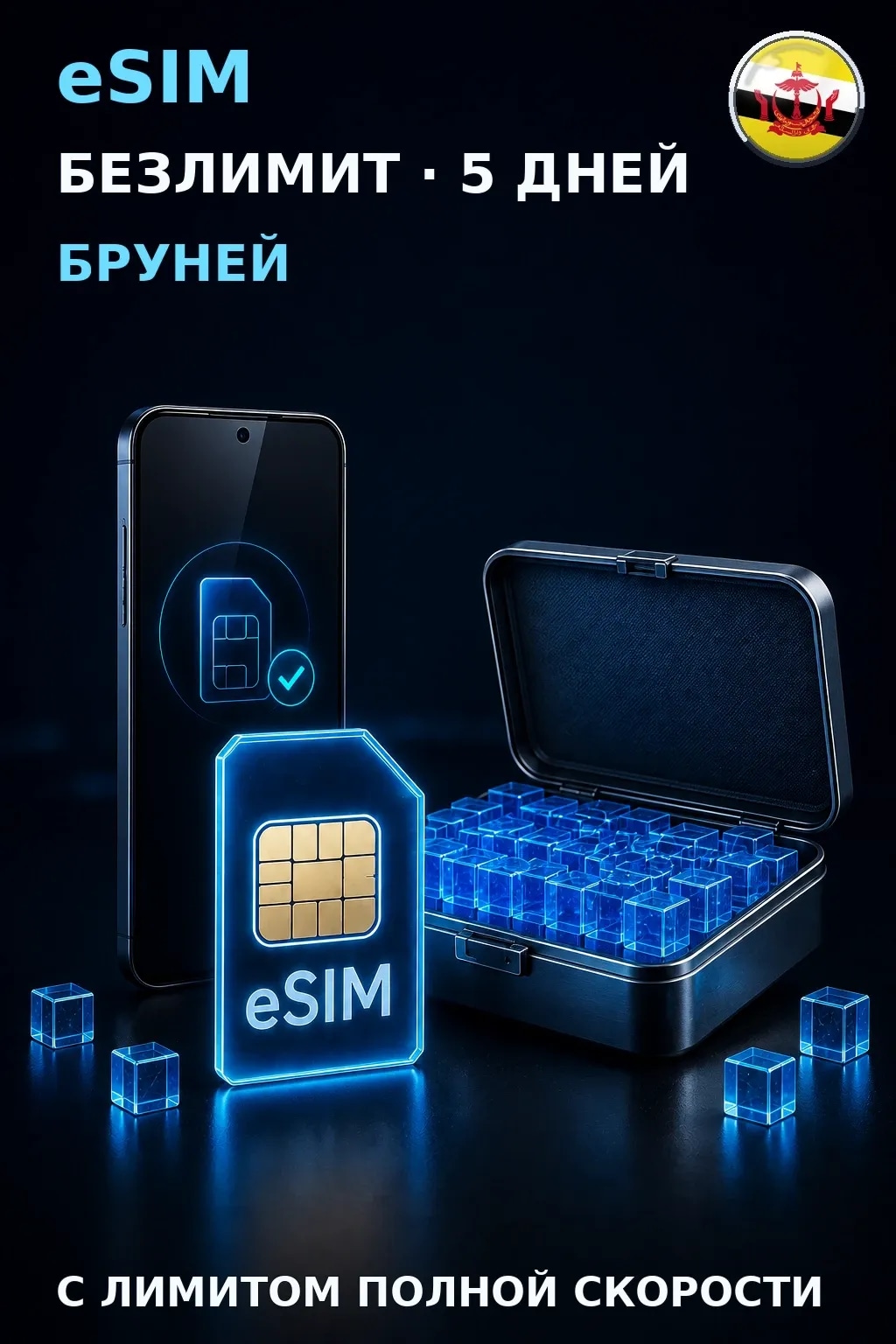 eSIM Бруней — БЕЗЛИМИТ, 5 дней — интернет