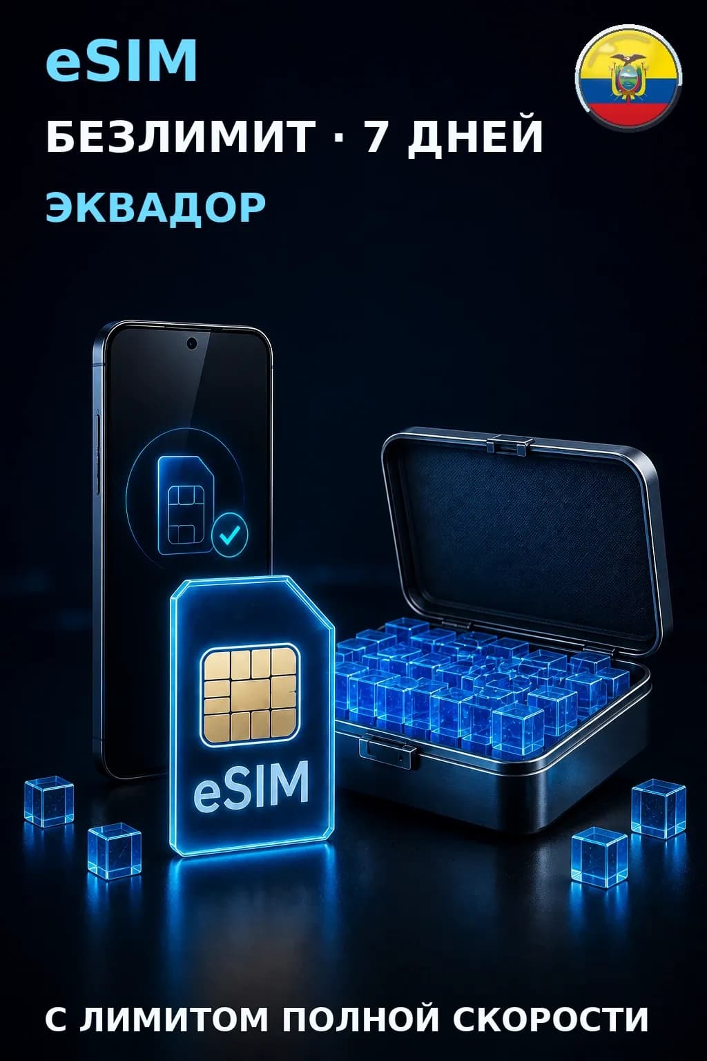 eSIM Эквадор — БЕЗЛИМИТ, 7 дней — интернет