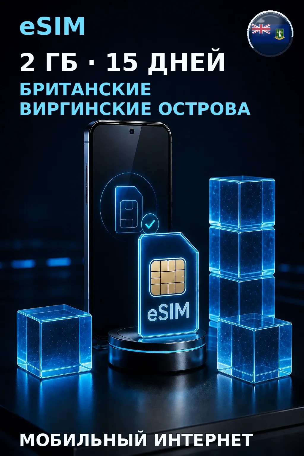 eSIM Британские Виргинские Острова — 2 ГБ, 15 дней — интернет