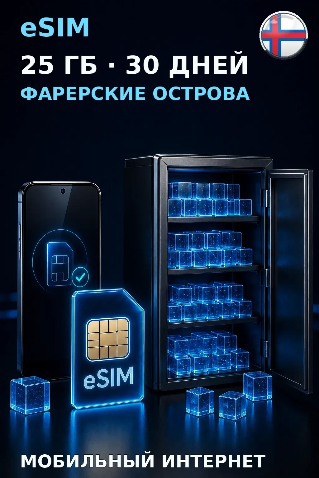eSIM Фарерские Острова — 25 ГБ, 30 дней — интернет